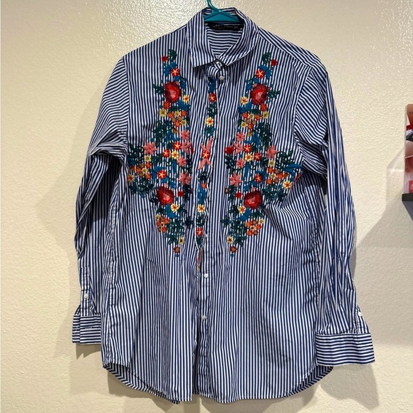 Zara floral embroidery shirt - Picture 3 of 9